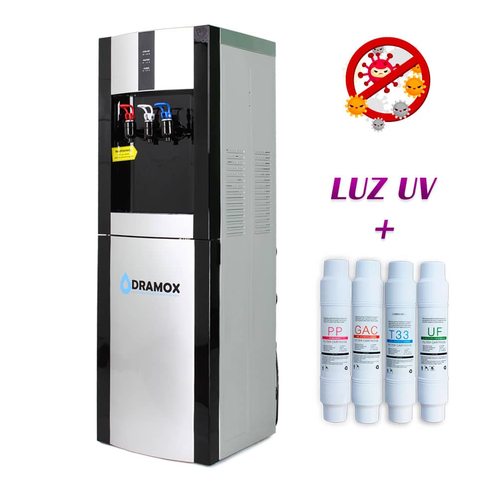 Dispensador de agua con 4 filtros mas luz UV